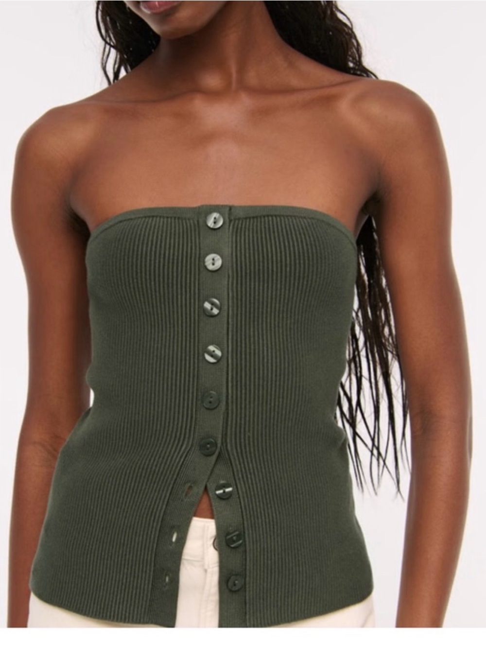 Abercrombie & Fitch Ottoman Button-Front Tube Top Large